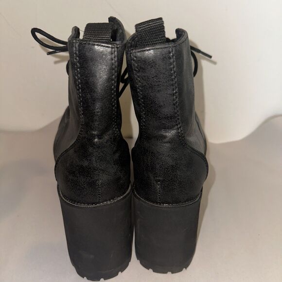 T.U.K. A8663L Black Distressed Vegan Leather Nosebleed Platform Boots – Size 9 - Picture 6 of 9